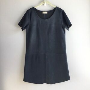 Altar'd State Dress Navy Blue Short Sleeve Mini Faux Suede Classic Office Medium